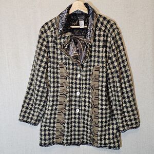 KOOS, Of Course Reversible Jacket Textured Plaid Tweed Velvet Paisley Womens 1X